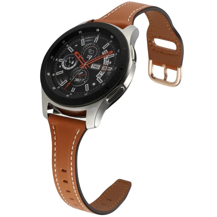 สายหนังแท้ขนาด 22 มม. แบบหัวเข็มขัดกลับด้าน สำหรับ Samsung Galaxy Watch3 / Huawei Watch GT3 Pro