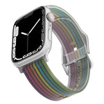 สายซิลิโคนโปร่งแสงแบบด้าน สำหรับ Apple Watch Series 7 ขนาด 45 มม. / 6&SE&5&4 ขนาด 44 มม. / 3&2&1 ขนาด 42 มม. 7 ขนาด 41 มม. / 6&SE&5&4 ขนาด 40 มม. / 3&2&1 ขนาด 38 มม.