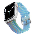 สายซิลิโคนโปร่งแสงแบบด้าน สำหรับ Apple Watch Series 7 ขนาด 45 มม. / 6&SE&5&4 ขนาด 44 มม. / 3&2&1 ขนาด 42 มม. 7 ขนาด 41 มม. / 6&SE&5&4 ขนาด 40 มม. / 3&2&1 ขนาด 38 มม.