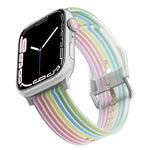 สายซิลิโคนโปร่งแสงแบบด้าน สำหรับ Apple Watch Series 7 ขนาด 45 มม. / 6&SE&5&4 ขนาด 44 มม. / 3&2&1 ขนาด 42 มม. 7 ขนาด 41 มม. / 6&SE&5&4 ขนาด 40 มม. / 3&2&1 ขนาด 38 มม.