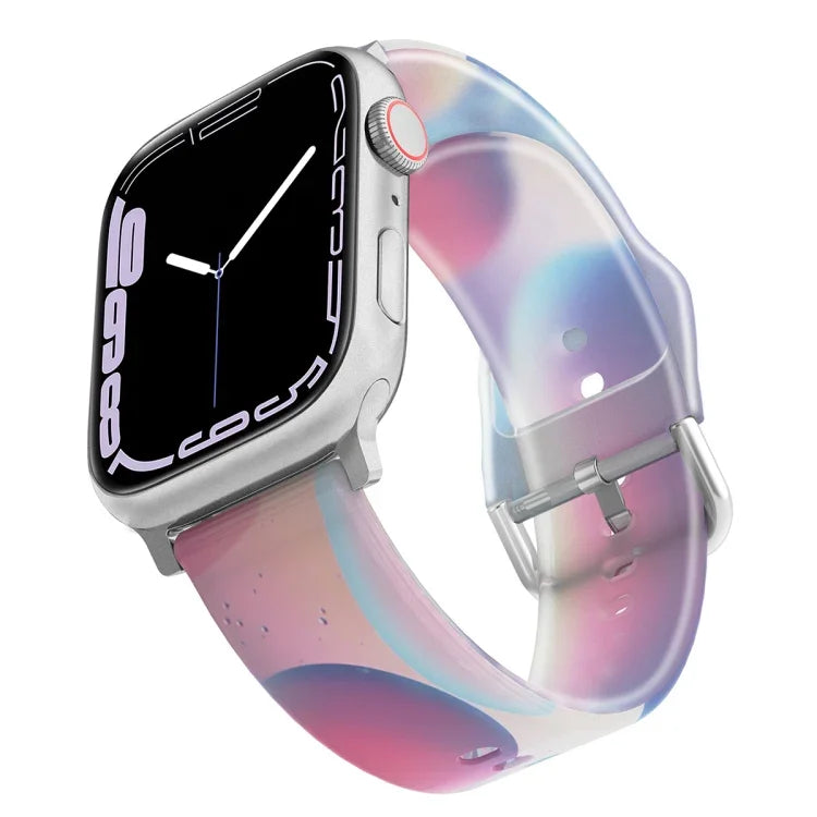 สายซิลิโคนโปร่งแสงแบบด้าน สำหรับ Apple Watch Series 7 ขนาด 45 มม. / 6&SE&5&4 ขนาด 44 มม. / 3&2&1 ขนาด 42 มม. 7 ขนาด 41 มม. / 6&SE&5&4 ขนาด 40 มม. / 3&2&1 ขนาด 38 มม.