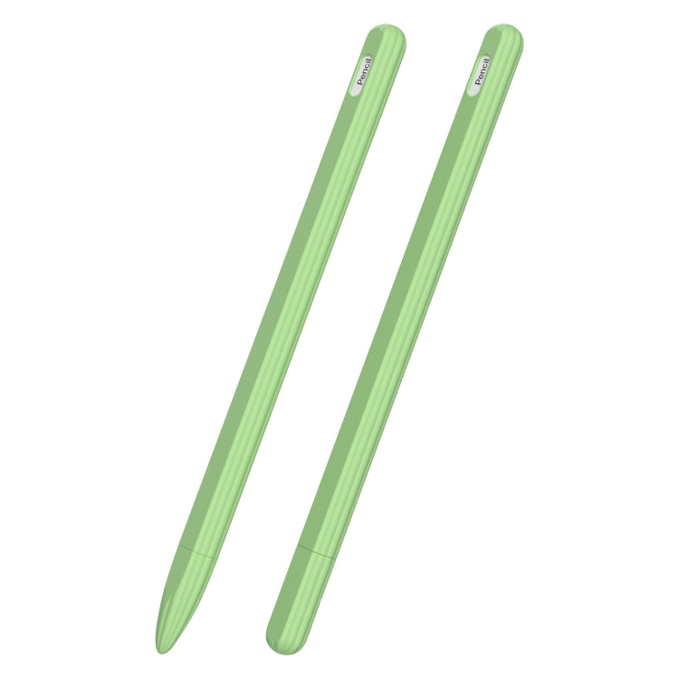 เคสซิลิโคนเหลวลายเส้น 3 in 1 พร้อมปลอกหัวปากกา 2 ชิ้น สำหรับ Apple Pencil 1, สำหรับ Apple Pencil 2