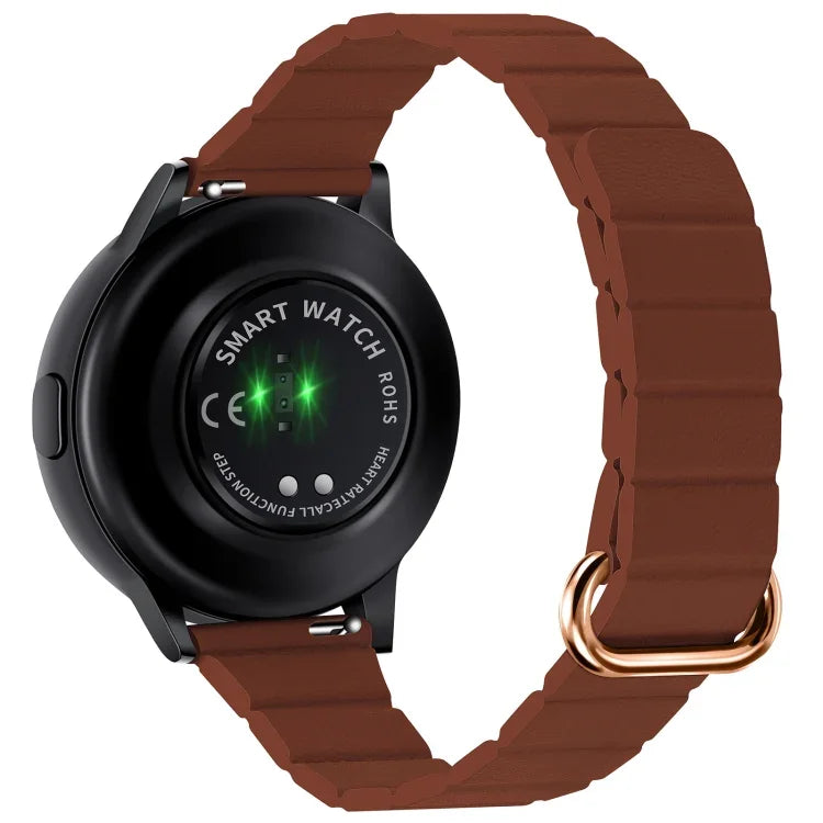 สายหนังขนาด 22 มม. แบบหัวเข็มขัดแม่เหล็ก สำหรับ Samsung Galaxy Watch3 ขนาด 45 มม.