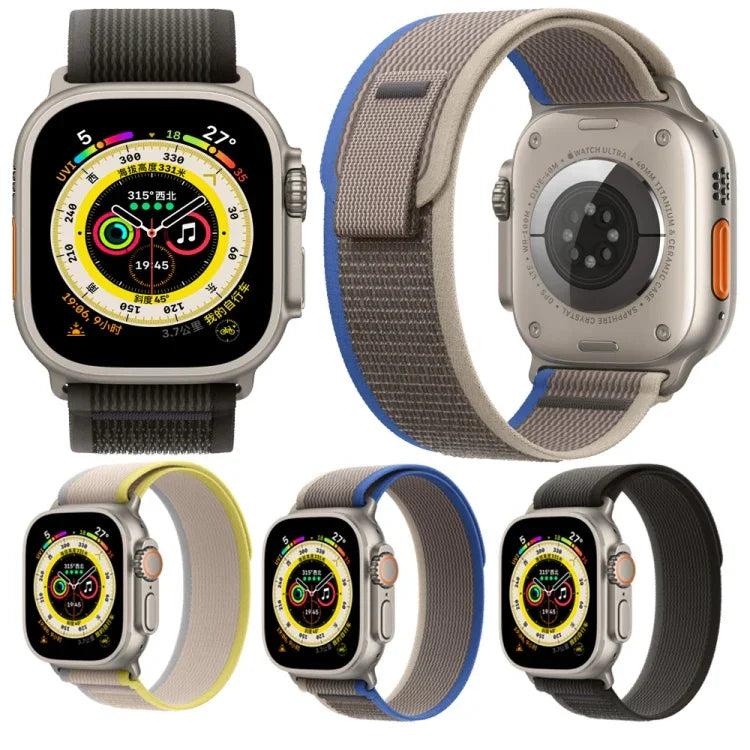 สายไนลอนสำหรับ Apple Watch Ultra 49 มม. / Series 8&7 ขนาด 45 มม. / SE 2&6&SE&5&4 ขนาด 44 มม. สำหรับ Apple Watch ขนาด 46 มม. / 49 มม. / 45 มม. / 44 มม.