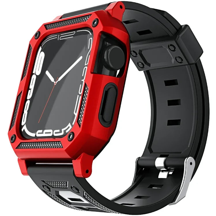 ชุดสายซิลิโคนสไตล์ทหาร + เคสนาฬิกา สำหรับ Apple Watch Series 9/8/7 ขนาด 45 มม. สำหรับ Apple Watch Series 9/8/7 ขนาด 41 มม.