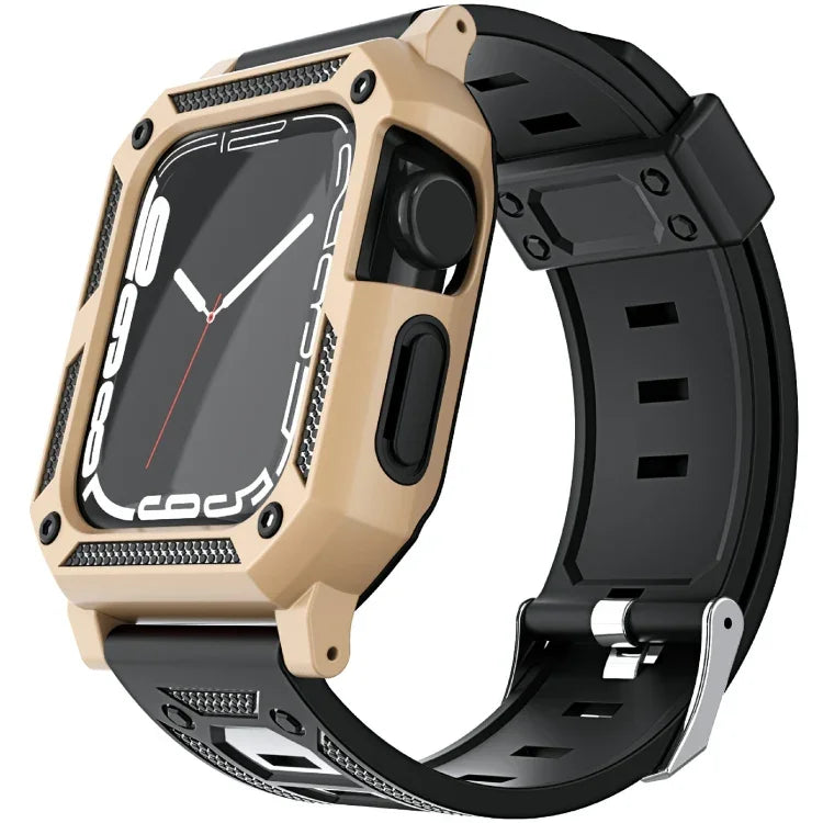 ชุดสายซิลิโคนสไตล์ทหาร + เคสนาฬิกา สำหรับ Apple Watch Series 9/8/7 ขนาด 45 มม. สำหรับ Apple Watch Series 9/8/7 ขนาด 41 มม.