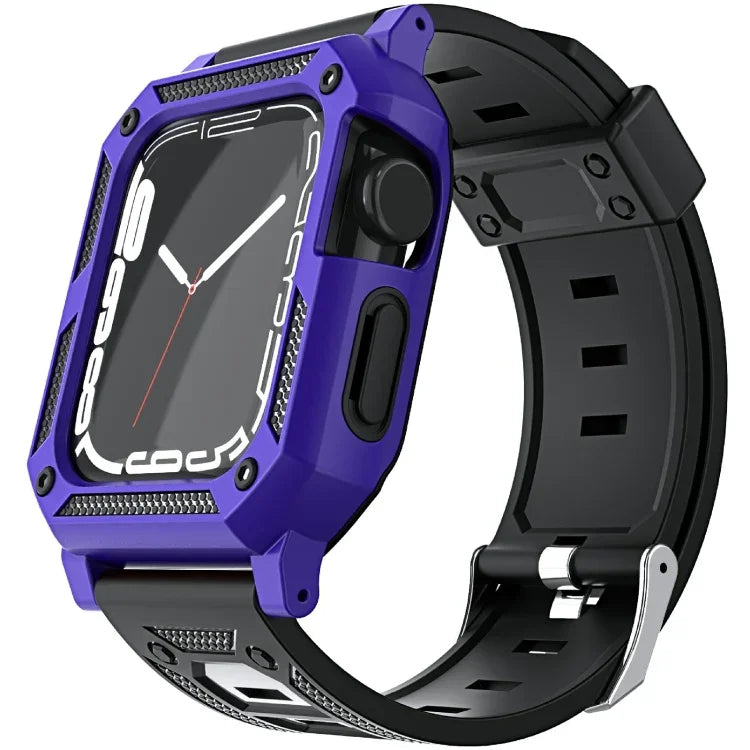 ชุดสายซิลิโคนสไตล์ทหาร + เคสนาฬิกา สำหรับ Apple Watch Series 9/8/7 ขนาด 45 มม. สำหรับ Apple Watch Series 9/8/7 ขนาด 41 มม.