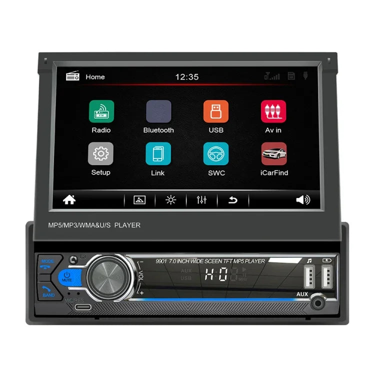 9901 เครื่องเล่น MP5 รถยนต์ขนาด 7 นิ้ว แบบเลื่อนเก็บได้ รองรับ FM และอินเทอร์เน็ตโทรศัพท์มือถือ, 9901