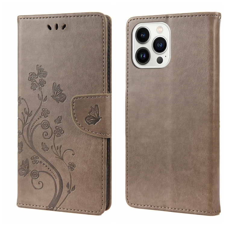 Butterfly Flower Pattern Flip Leather Phone Case, For iPhone 14, For iPhone 14 Plus, For iPhone 14 Pro, For iPhone 14 Pro Max