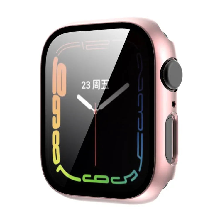 เคส PC ชุบฟิล์มกระจกนิรภัย สำหรับ Apple Watch Series 9 / 8 & 7 ขนาด 45 มม. สำหรับ Apple Watch Series 9 / 8 & 7 ขนาด 41 มม.