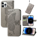 Butterfly Embossing Leather Case, For iPhone 14 Pro Max, For iPhone 14 Pro, For iPhone 14, For iPhone 14 Plus