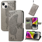 Butterfly Embossing Leather Case, For iPhone 14 Pro Max, For iPhone 14 Pro, For iPhone 14, For iPhone 14 Plus