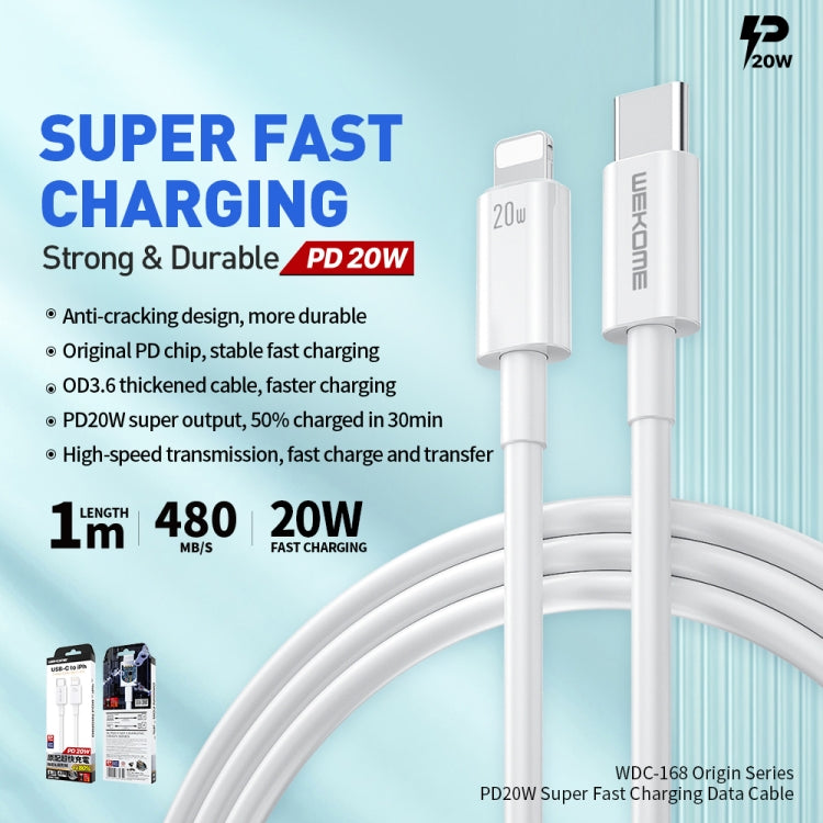 สายชาร์จเร็ว WEKOME WDC-168 ซีรีส์ต้นฉบับ PD 20W USB-C / Type-C เป็น 8 Pin ความยาว 1 เมตร