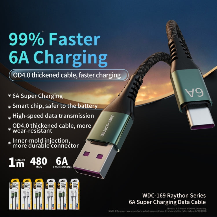 สายชาร์จและซิงค์ข้อมูล WEKOME WDC-169I Raython Series 6A USB เป็น 8 Pin ชาร์จเร็ว, ความยาว: 1 เมตร