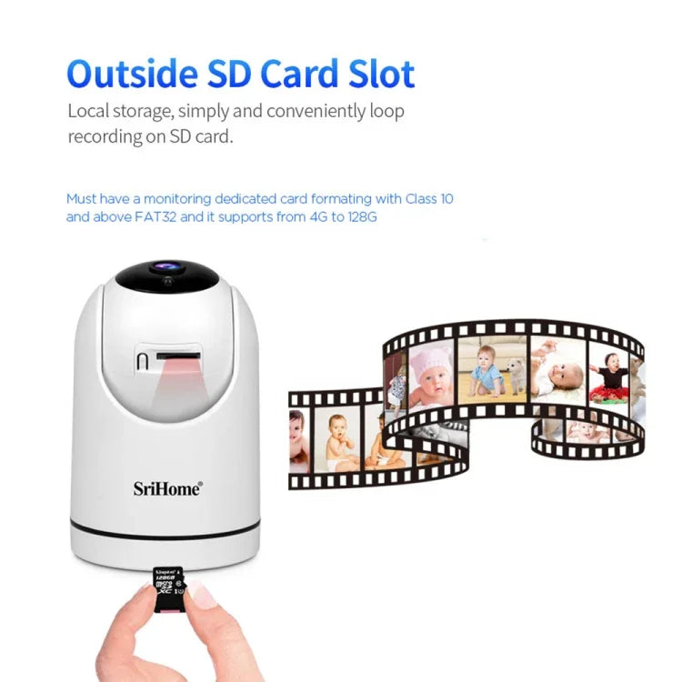 SriHome SH042 กล้องวงจรปิด AI WiFi 2.0MP 1080P HD Pan-tilt, SH042