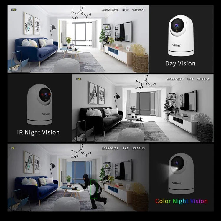 SriHome SH042 กล้องวงจรปิด AI WiFi 2.0MP 1080P HD Pan-tilt, SH042