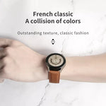 สายหนังแท้ลายลิ้นจี่สำหรับ Samsung Galaxy Watch5 ขนาด 40 มม. / 44 มม. พร้อมหัวเข็มขัดสีดำและสีเงิน