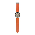 สายหนังแท้ลายลิ้นจี่สำหรับ Samsung Galaxy Watch5 ขนาด 40 มม. / 44 มม. พร้อมหัวเข็มขัดสีดำและสีเงิน