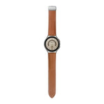 สายหนังแท้ลายลิ้นจี่สำหรับ Samsung Galaxy Watch5 ขนาด 40 มม. / 44 มม. พร้อมหัวเข็มขัดสีดำและสีเงิน