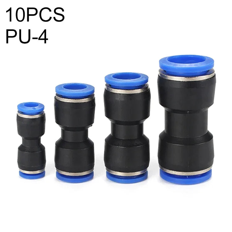 LAIZE ข้อต่อเร็วแบบตรงสำหรับลม PU พลาสติก 10 ชิ้น, PU-4, PU-6, PU-8, PU-10, PU-12, PU-14, PU-16