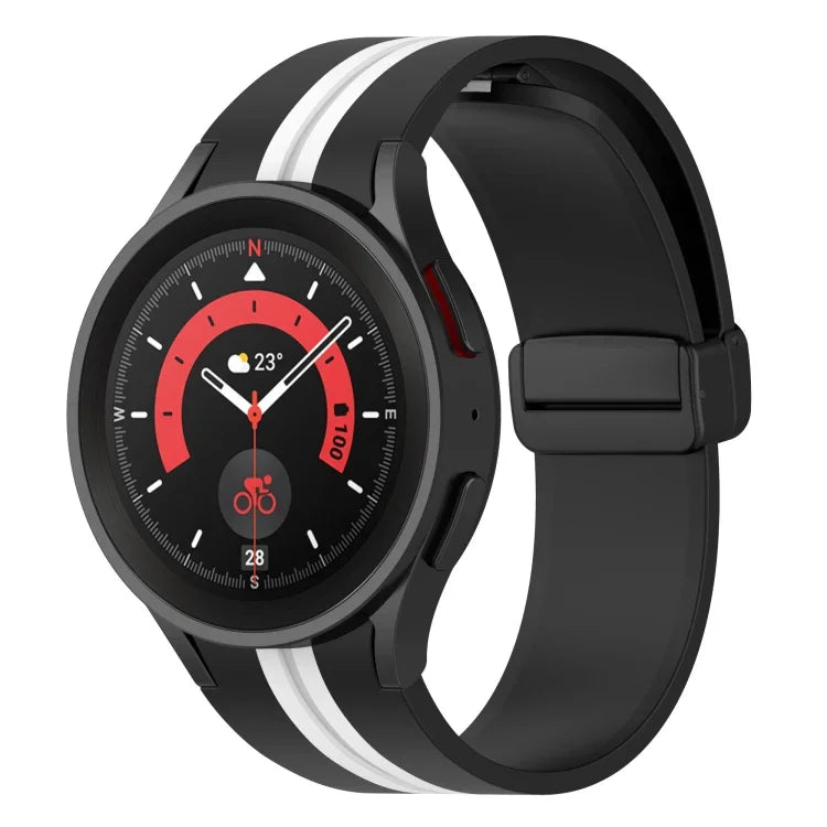 สายซิลิโคนลายเส้นสองสี สำหรับ Samsung Galaxy Watch5 Pro