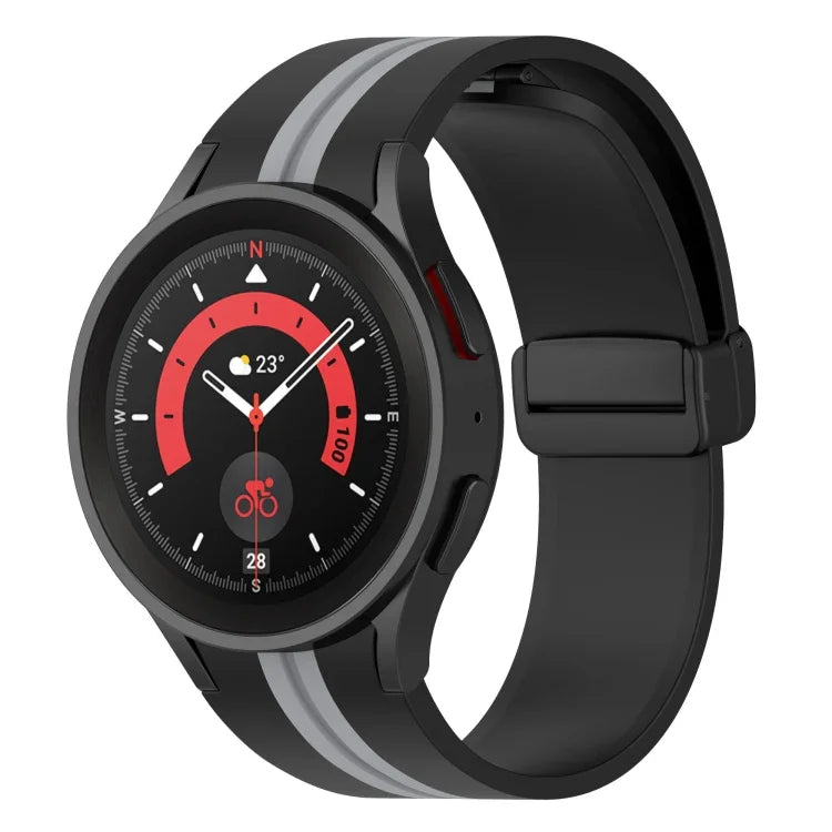Two-color Stripe Silicone Watch Band, For Samsung Galaxy Watch5 Pro