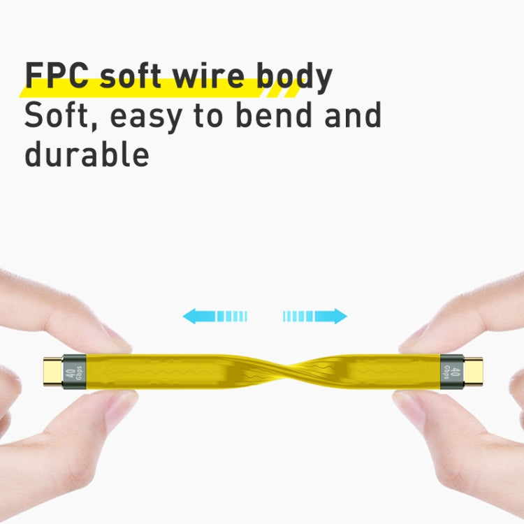 สายข้อมูล FPC ยืดหยุ่น USB-C/Type-C ถึง USB-C/Type-C กำลัง 100W ความเร็ว 10Gbps, ความยาว 13.8ซม.