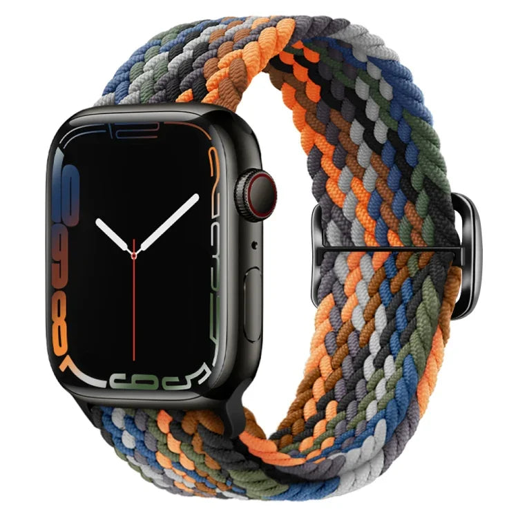 สายรัดนาฬิกาถักไนลอนพร้อมหัวเข็มขัด สำหรับ Apple Watch Ultra 49 มม. / Series 8&7 45 มม. / SE 2&6&SE&5&4 44 มม. / 3&2&1 42 มม.