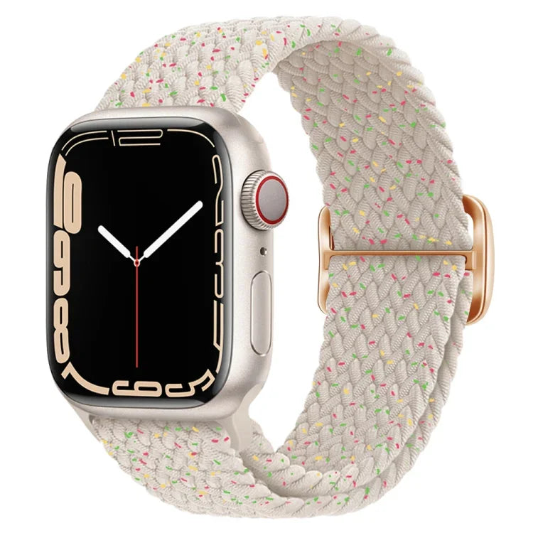 สายรัดนาฬิกาถักไนลอนพร้อมหัวเข็มขัด สำหรับ Apple Watch Ultra 49 มม. / Series 8&7 45 มม. / SE 2&6&SE&5&4 44 มม. / 3&2&1 42 มม.