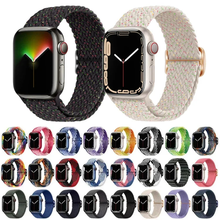 สายรัดนาฬิกาถักไนลอนพร้อมหัวเข็มขัด สำหรับ Apple Watch Ultra 49 มม. / Series 8&7 45 มม. / SE 2&6&SE&5&4 44 มม. / 3&2&1 42 มม.