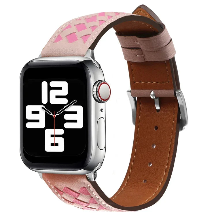 สายรัดนาฬิกาหนังแท้ถัก สำหรับ Apple Watch Ultra 49mm / Series 8&7 45mm / SE 2&6&SE&5&4 44mm / 3&2&1 42mm, สำหรับ Apple Watch Series 8&7 41mm / SE 2&6&SE&5&4 40mm / 3&2&1 38mm