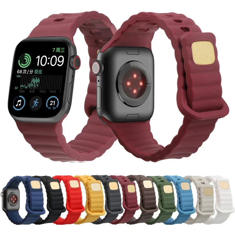 สายรัดนาฬิกาซิลิโคนหัวเข็มขัดกลับด้าน สำหรับ Apple Watch Ultra 49 มม. / Series 8&7 45 มม. / SE 2&6&SE&5&4 44 มม. / 3&2&1 42 มม. สำหรับ Apple Watch Series 8&7 41 มม. / SE 2&6&SE&5&4 40 มม. / 3&2&1 38 มม.