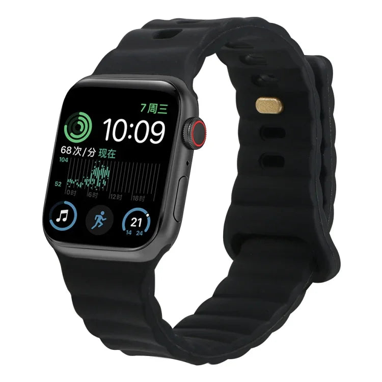 สายรัดนาฬิกาซิลิโคนหัวเข็มขัดกลับด้าน สำหรับ Apple Watch Ultra 49 มม. / Series 8&7 45 มม. / SE 2&6&SE&5&4 44 มม. / 3&2&1 42 มม. สำหรับ Apple Watch Series 8&7 41 มม. / SE 2&6&SE&5&4 40 มม. / 3&2&1 38 มม.