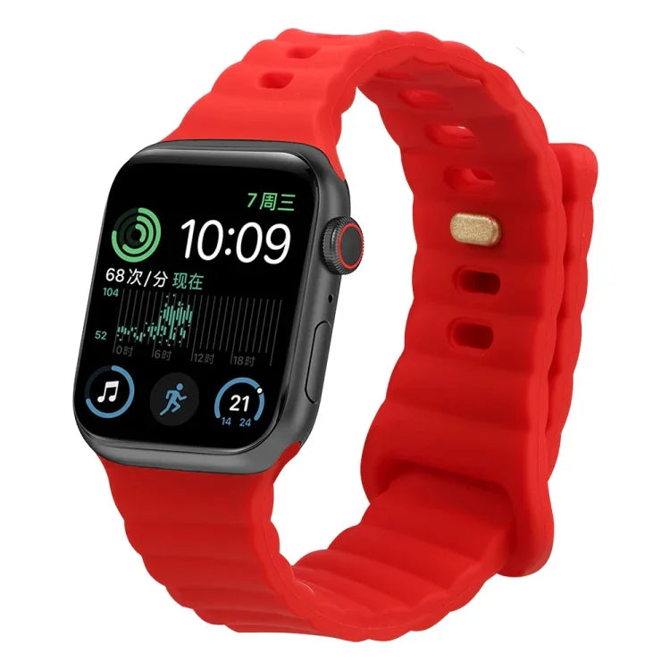 สายรัดนาฬิกาซิลิโคนหัวเข็มขัดกลับด้าน สำหรับ Apple Watch Ultra 49 มม. / Series 8&7 45 มม. / SE 2&6&SE&5&4 44 มม. / 3&2&1 42 มม. สำหรับ Apple Watch Series 8&7 41 มม. / SE 2&6&SE&5&4 40 มม. / 3&2&1 38 มม.