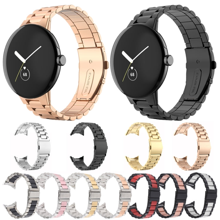 สายรัดนาฬิกาโลหะสแตนเลสสตีลสามเส้น สำหรับ Google Pixel Watch 4 / 3 / 2 / 1 41 มม.
