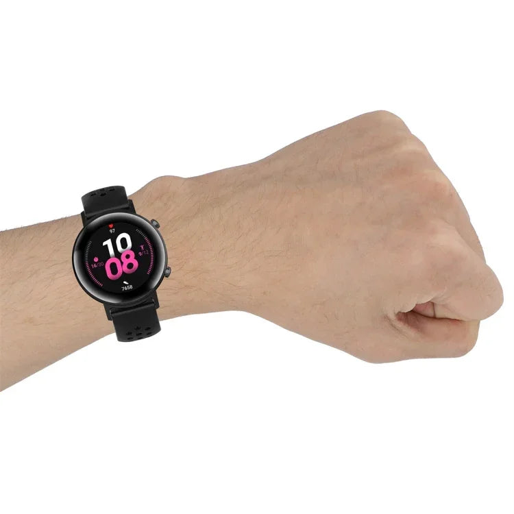 สายรัดข้อมือกีฬาสีเรียบแบบล็อก 20mm สำหรับ Huawei Watch GT2 42MM, สำหรับ Galaxy Watch Active2 / Active