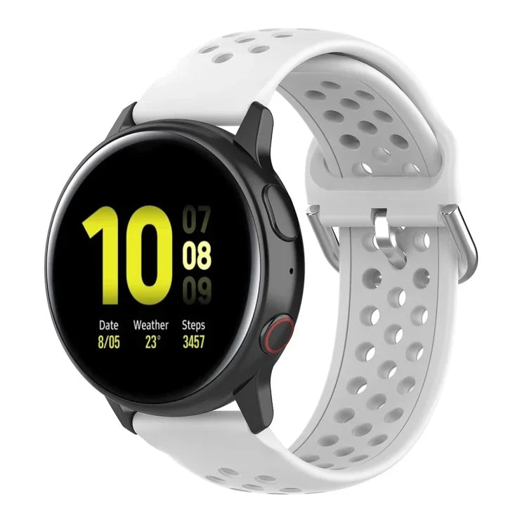 สายรัดข้อมือกีฬาสีเรียบแบบล็อก 20mm สำหรับ Huawei Watch GT2 42MM, สำหรับ Galaxy Watch Active2 / Active