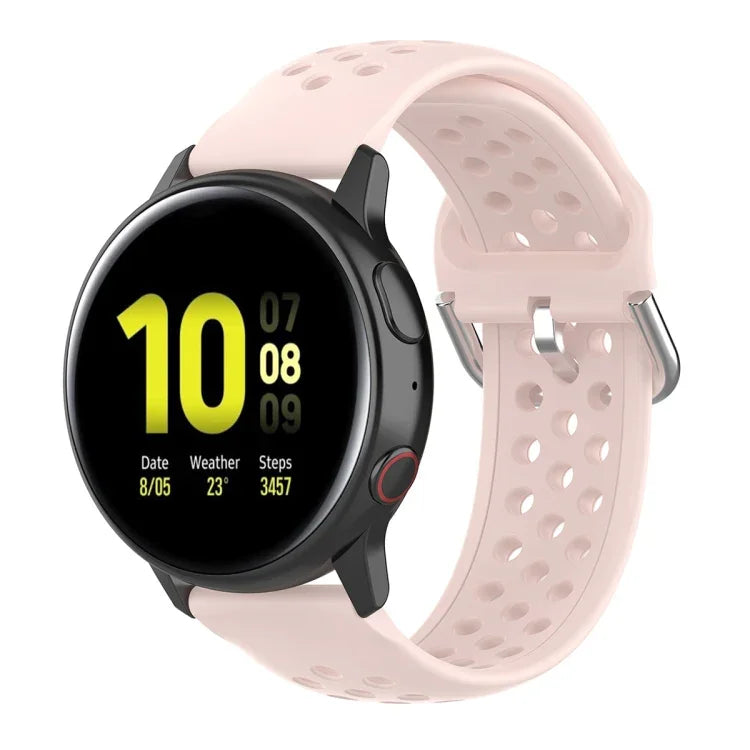 สายรัดข้อมือกีฬาสีเรียบแบบล็อก 20mm สำหรับ Huawei Watch GT2 42MM, สำหรับ Galaxy Watch Active2 / Active