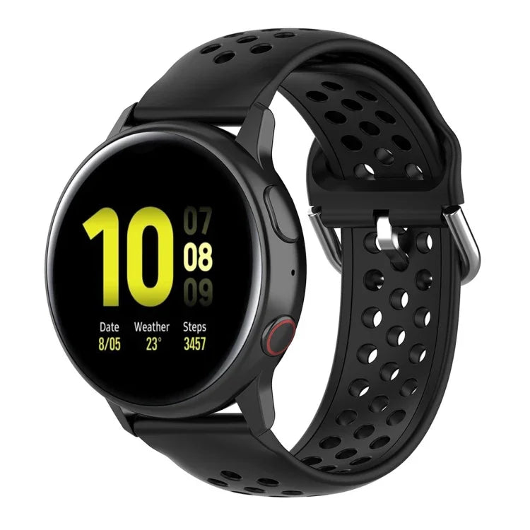 สายรัดข้อมือกีฬาสีเรียบแบบล็อก 20mm สำหรับ Huawei Watch GT2 42MM, สำหรับ Galaxy Watch Active2 / Active