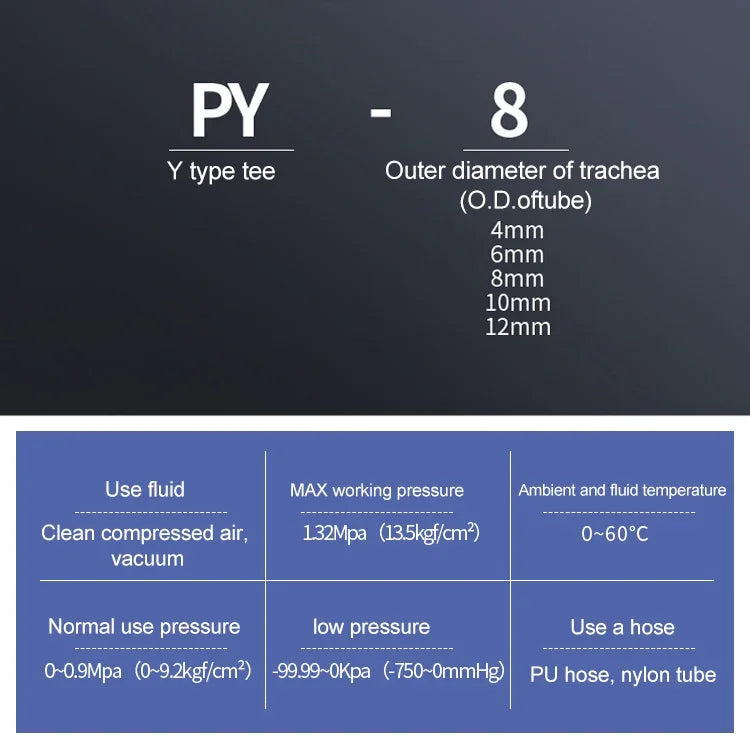 PY-14 LAIZE ข้อต่อเร็วแบบทีรูป Y ลดขนาด พลาสติก 2 ชิ้น, PY-4 (10 ชิ้น), PY-6 (10 ชิ้น), PY-8 (10 ชิ้น), PY-10 (10 ชิ้น), PY-12 (10 ชิ้น), PY-14 (2 ชิ้น), PY-16 (2 ชิ้น)
