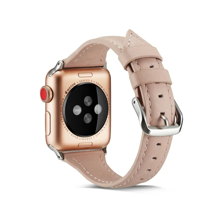 สายรัดข้อมือหนังบางสำหรับเปลี่ยน สำหรับ Apple Watch 5/4 ขนาด 44 มม. และ 3/2/1 ขนาด 42 มม. สำหรับ Apple Watch 5/4 ขนาด 40 มม. และ 3/2/1 ขนาด 38 มม.