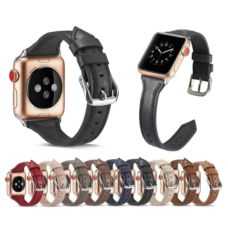 สายรัดข้อมือหนังบางสำหรับเปลี่ยน สำหรับ Apple Watch 5/4 ขนาด 44 มม. และ 3/2/1 ขนาด 42 มม. สำหรับ Apple Watch 5/4 ขนาด 40 มม. และ 3/2/1 ขนาด 38 มม.