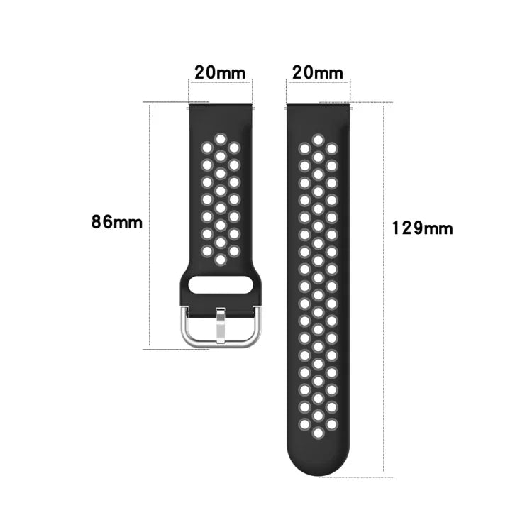 สายรัดข้อมือกีฬาสองสีแบบล็อก 20mm สำหรับ Huawei Watch GT2 42MM, สำหรับ Galaxy Watch Active2 / Active