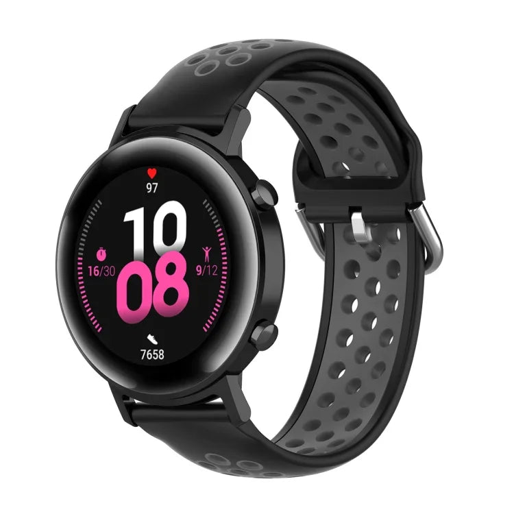 สายรัดข้อมือกีฬาสองสีแบบล็อก 20mm สำหรับ Huawei Watch GT2 42MM, สำหรับ Galaxy Watch Active2 / Active