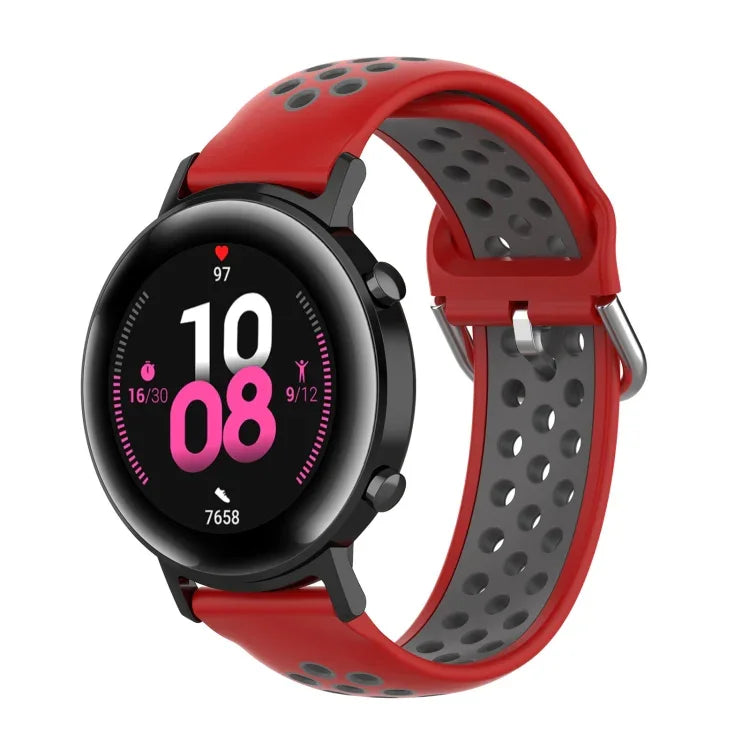 สายรัดข้อมือกีฬาสองสีแบบล็อก 20mm สำหรับ Huawei Watch GT2 42MM, สำหรับ Galaxy Watch Active2 / Active