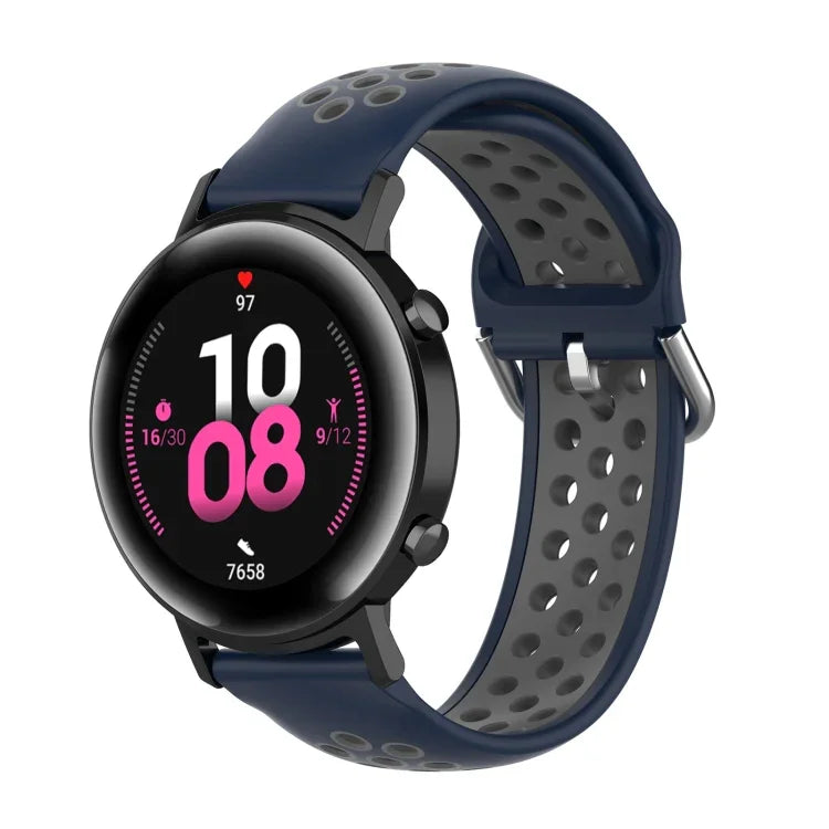 สายรัดข้อมือกีฬาสองสีแบบล็อก 20mm สำหรับ Huawei Watch GT2 42MM, สำหรับ Galaxy Watch Active2 / Active
