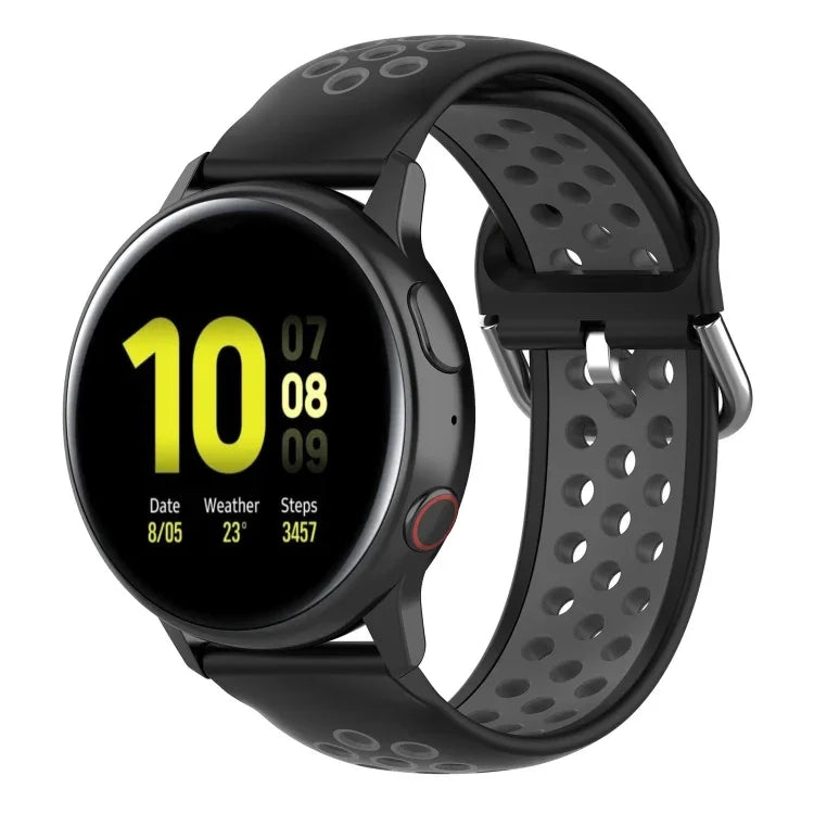 สายรัดข้อมือกีฬาสองสีแบบล็อก 20mm สำหรับ Huawei Watch GT2 42MM, สำหรับ Galaxy Watch Active2 / Active
