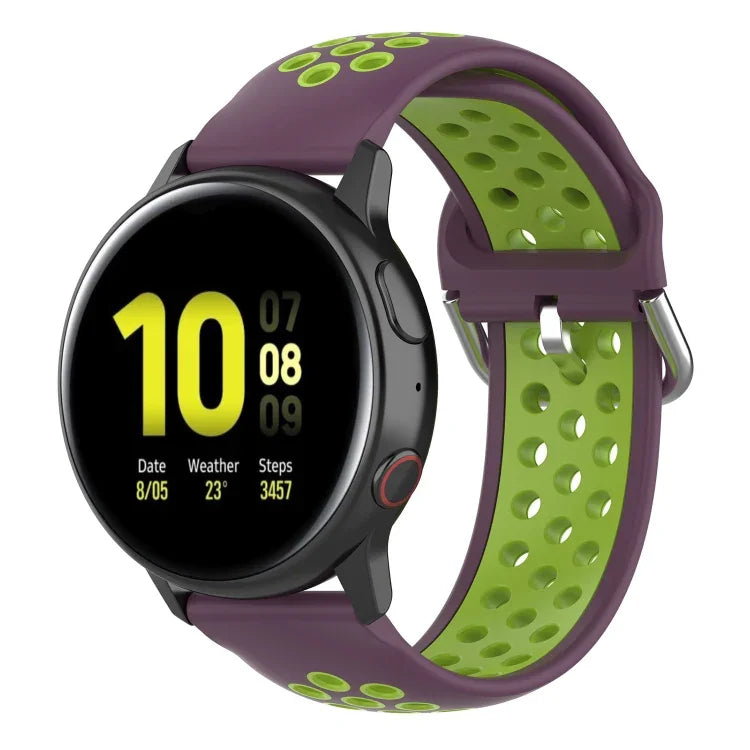 สายรัดข้อมือกีฬาสองสีแบบล็อก 20mm สำหรับ Huawei Watch GT2 42MM, สำหรับ Galaxy Watch Active2 / Active