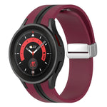 Two-color Silver Buckle Silicone Watch Band, For Samsung Galaxy Watch 5 Pro