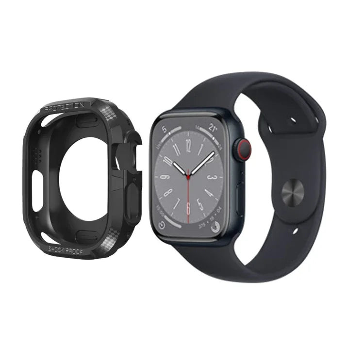 Carbon Fiber Shockproof Case For Apple Watch, Series 9 / 8 / 7 45mm